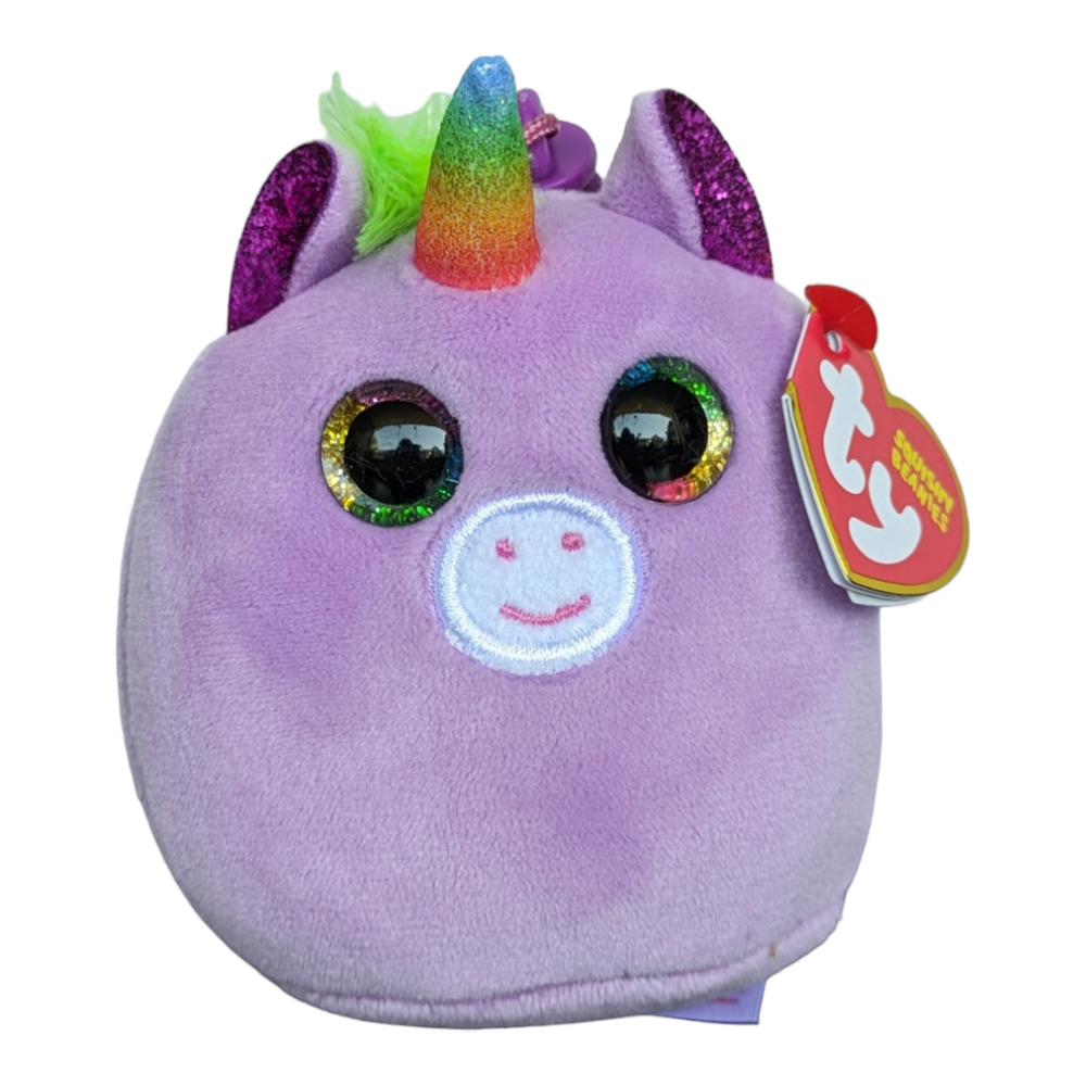 TY Mini Beanie Squishies (Squish-A-Boos) - ROSETTE the Purple Unicorn (3") Clip